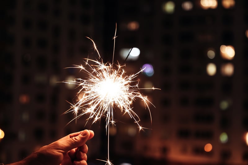 New Year's Eve sparkler in city